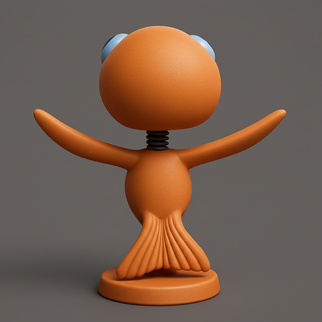 face anatomy 3d model-create 3d face model from photo_Cheerful Fishy Figurine with Spring Motion