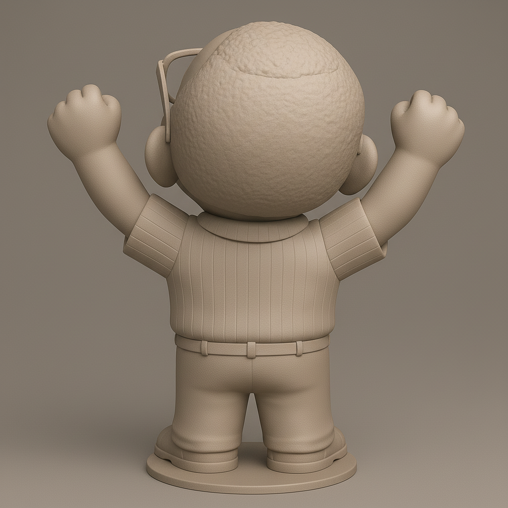 face anatomy 3d model-create 3d face model from photo_Cheerful Grandpa Victory Pose Desk Figurine