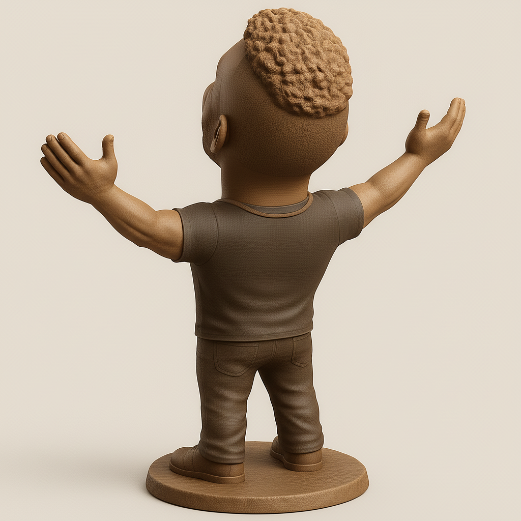 silhouette 3d printer maker-3d portrait printing_Joyful Character Figurine with Outstretched Arms