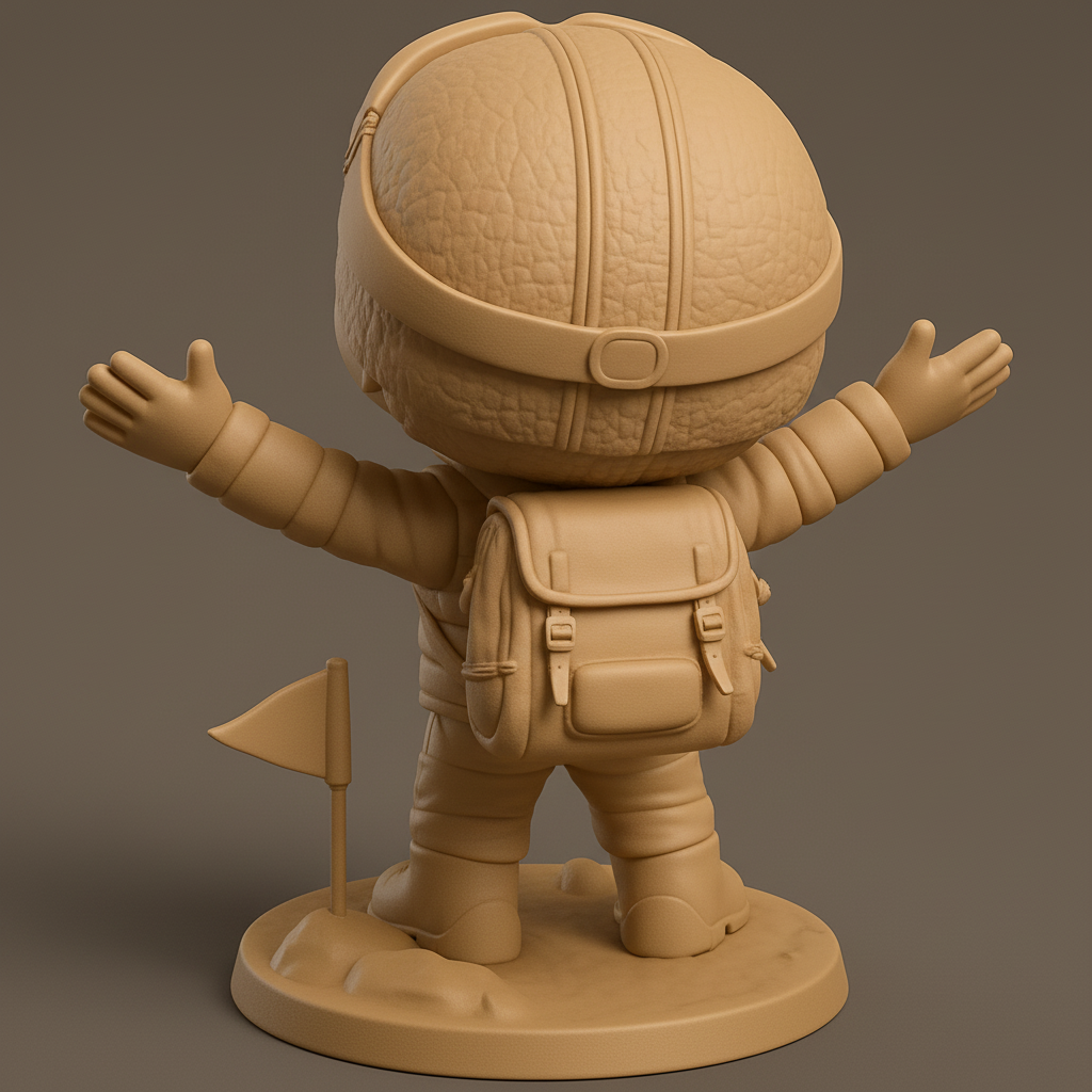 face to 3d model ai-3D portrait printing from photo_Chibi Summit Explorer: Happy Adventurer Figurine