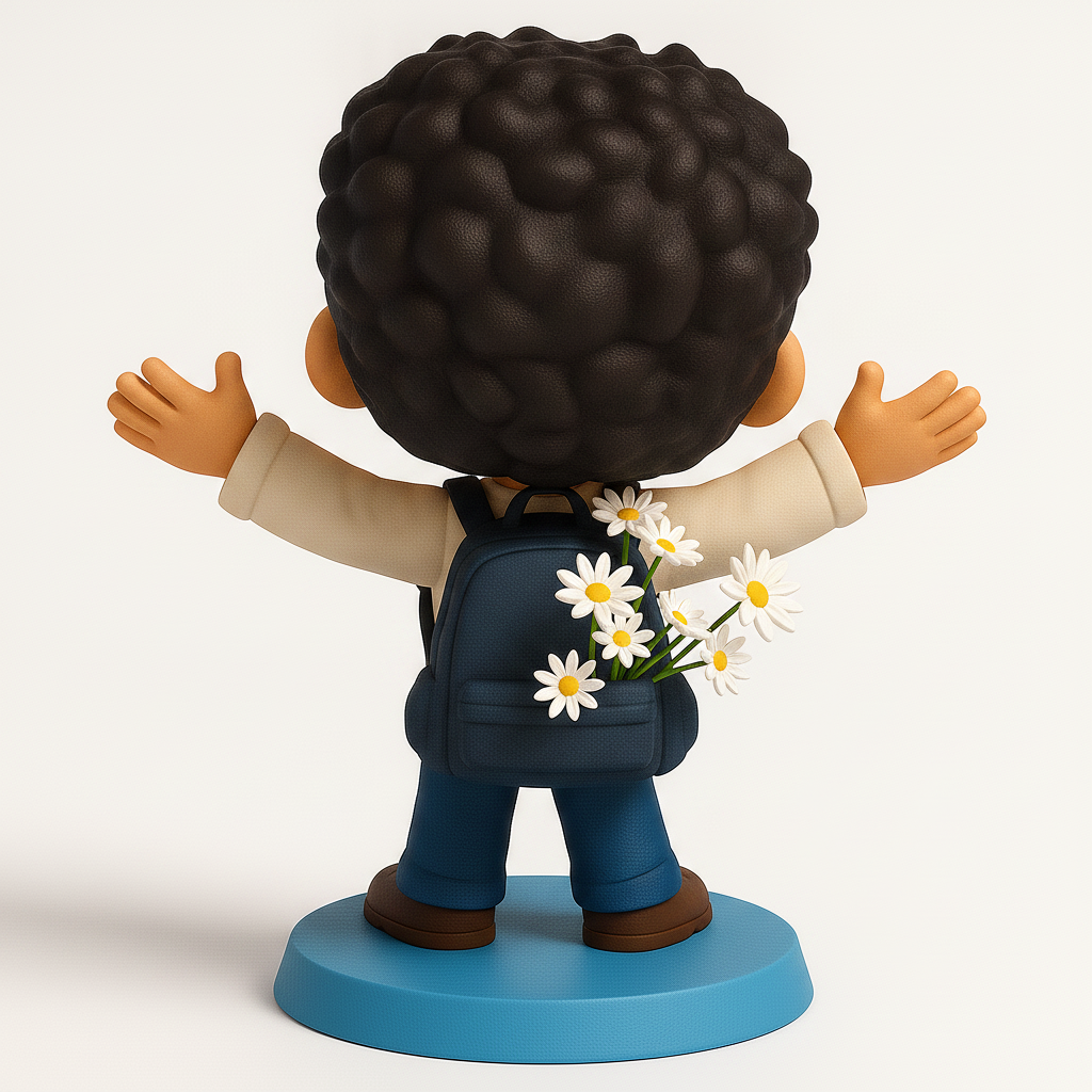 face anatomy 3d model-create 3d face model from photo_Happy Student Figurine with Daisies - Spread Joy!