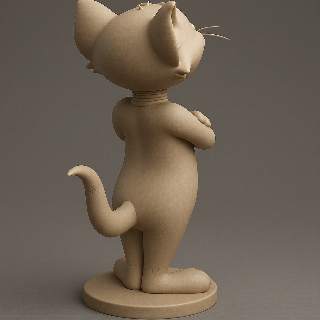 face anatomy 3d model-create 3d face model from photo_Charming Cat Figurine for 3D Printing