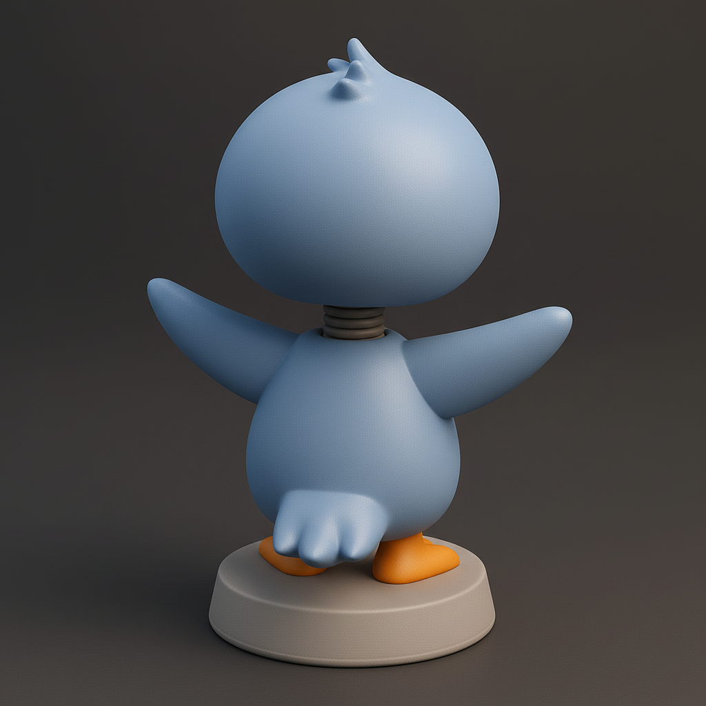 silhouette 3d printer maker-3d portrait printing_Joyful Penguin Figurine with Spring Movement