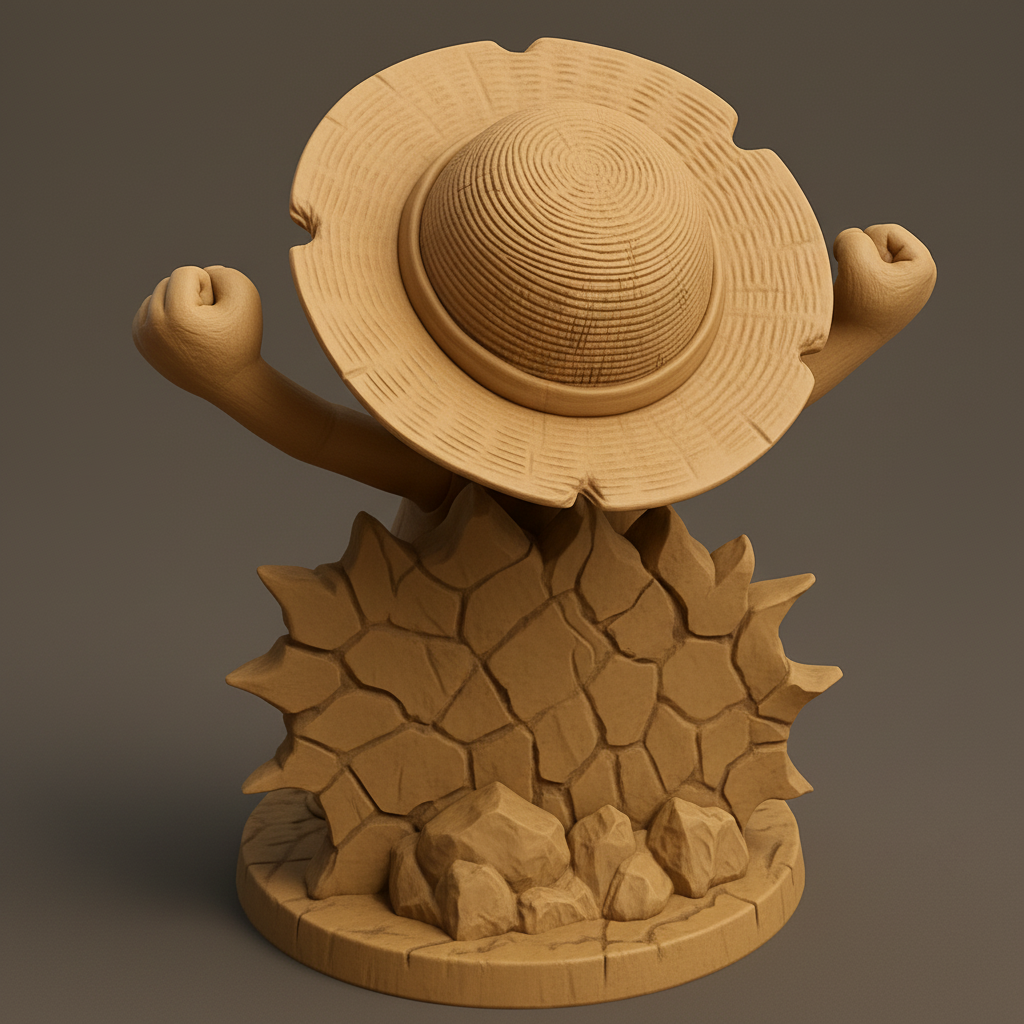 face anatomy 3d model-create 3d face model from photo_Chibi Luffy Joyful Victory Pose | One Piece Fan Art 3D Print