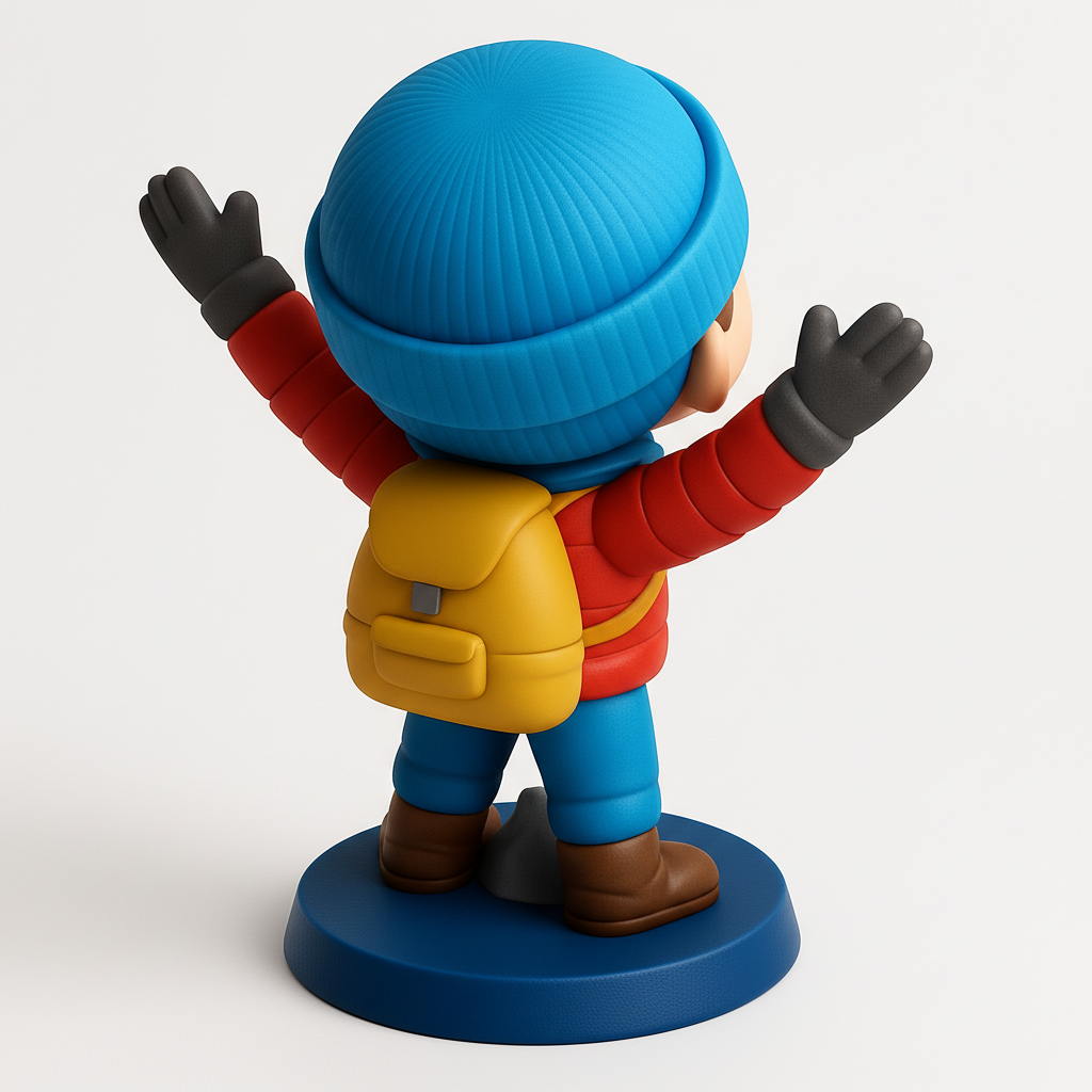 face anatomy 3d model-create 3d face model from photo_Cheery Hiker Figurine - Your Next Desk Companion!