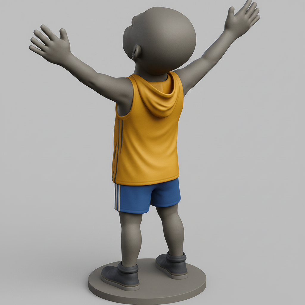face to 3d model ai-3D portrait printing from photo_Joyful Kid Statue: Celebrate Happiness & Hope