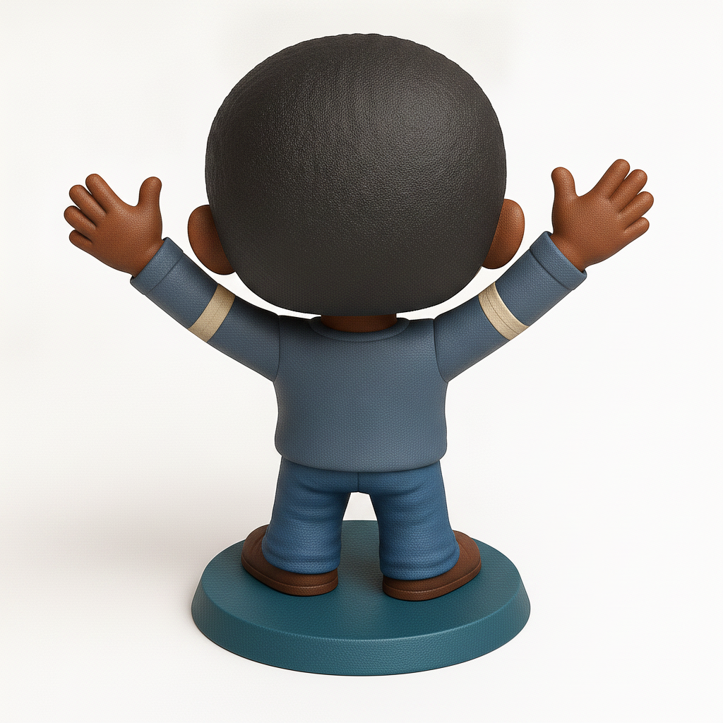 face to 3d model ai-3D portrait printing from photo_Joyful Boy Chibi Figurine - Happy Smile Desk Decor