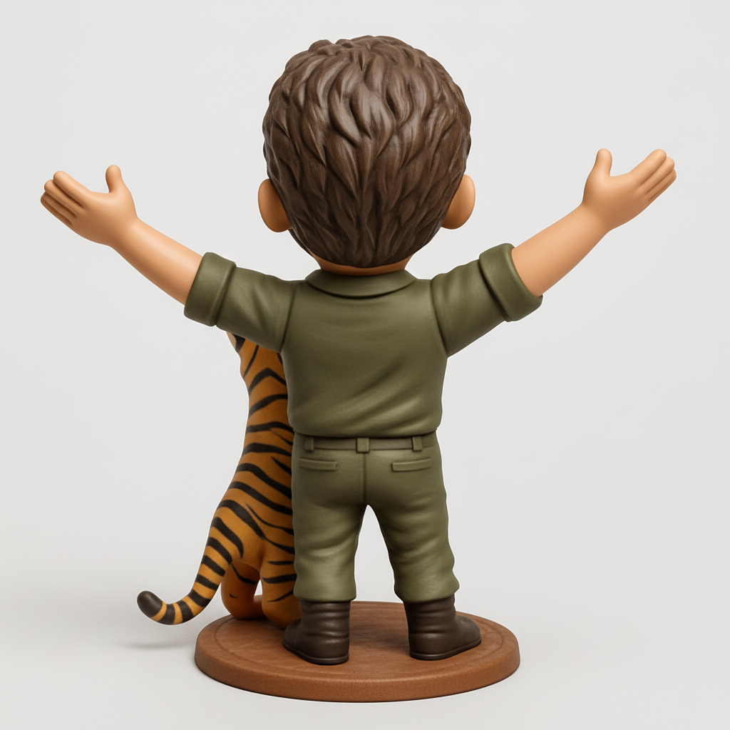 silhouette 3d printer maker-3d portrait printing_Laughing Explorer & Tiger Cub: Joyful Safari Companion