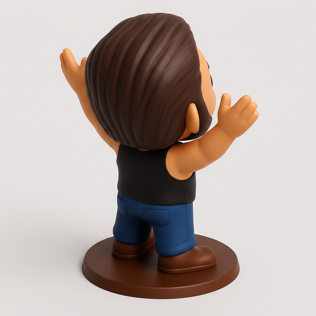 face to 3d model ai-3D portrait printing from photo_Cheery Collectible Figurine - Waving Man 3D Print