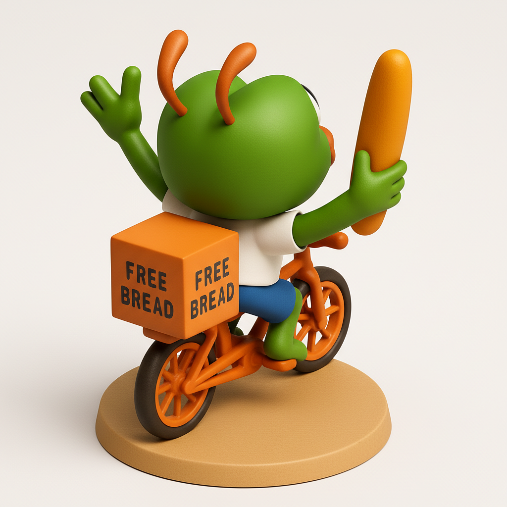 face to 3d model ai-3D portrait printing from photo_Charming Frog on Bike: Free Bread Delivery Figurine