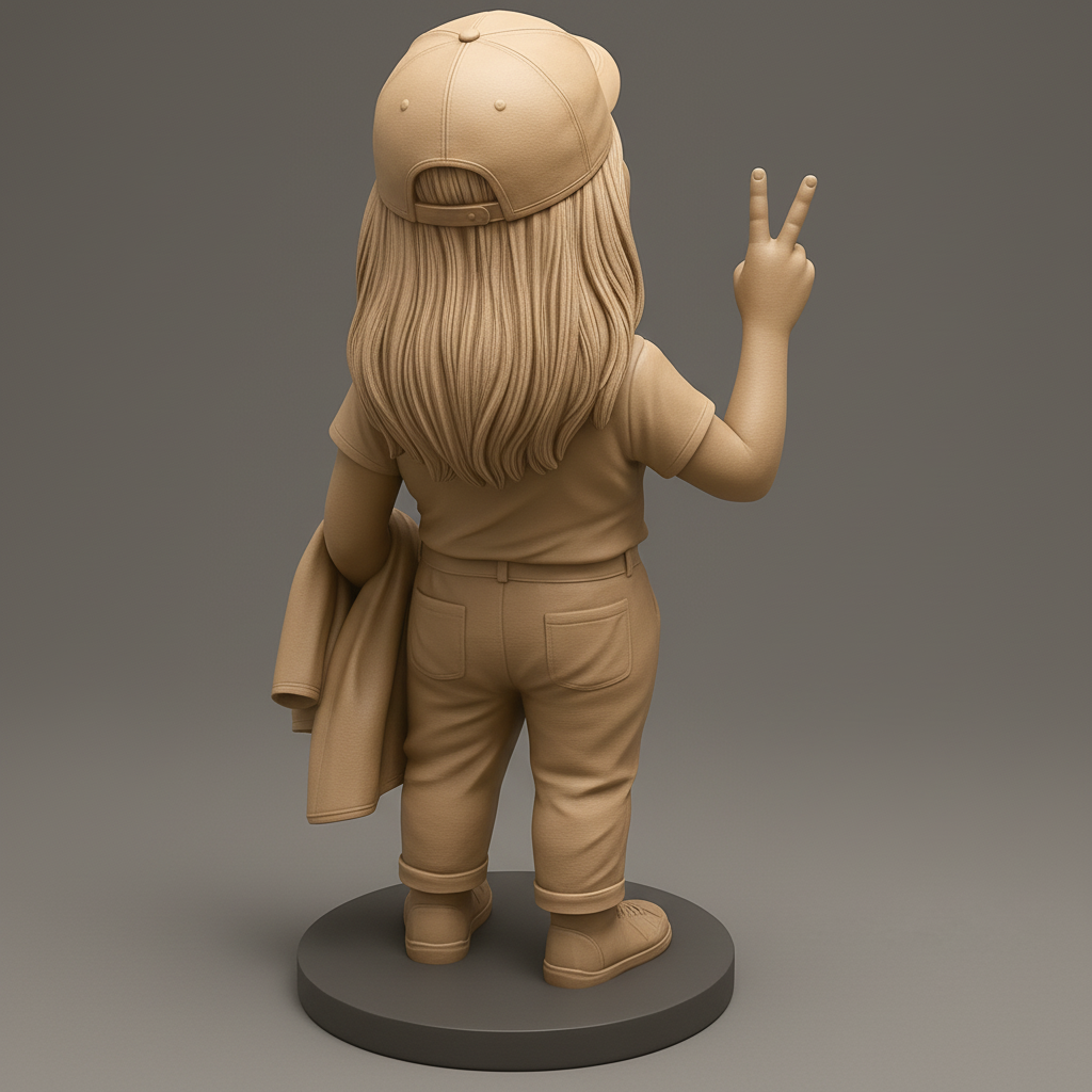 face anatomy 3d model-create 3d face model from photo_Optimistic Peace Sign Girl: Print Your Joyful Statue!