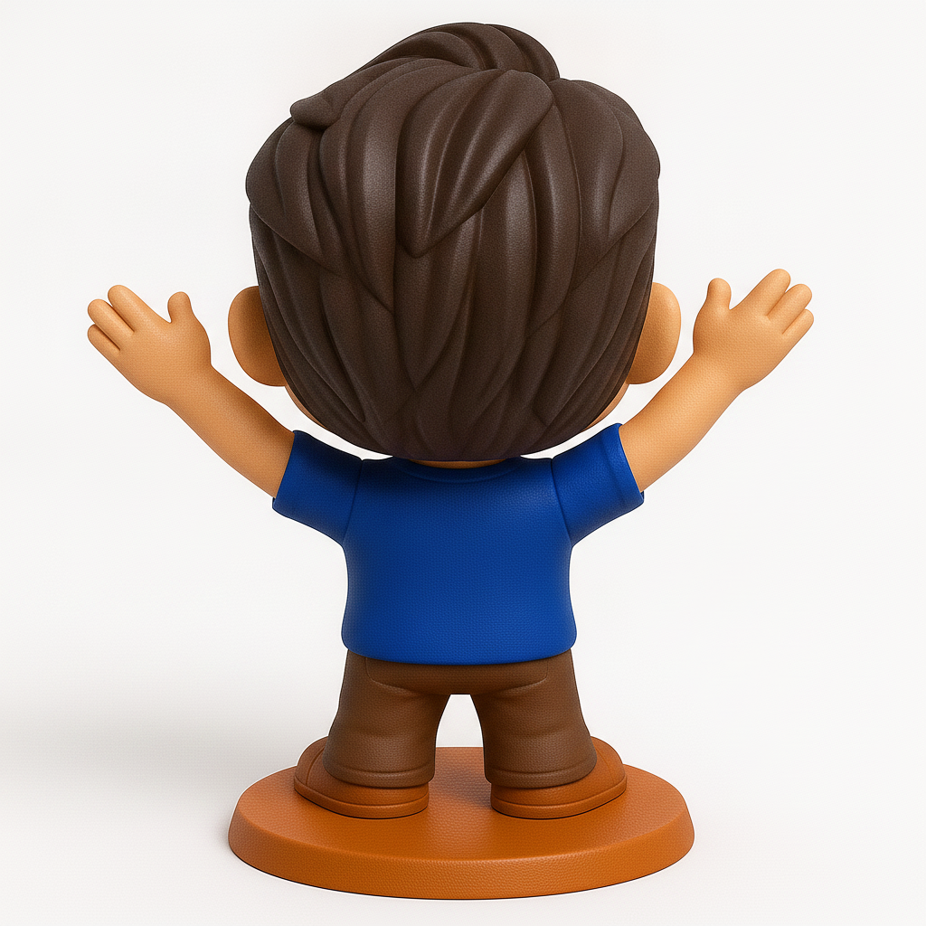 face to 3d model ai-3D portrait printing from photo_Smiling Hero Figurine: Your Desk's New Best Friend