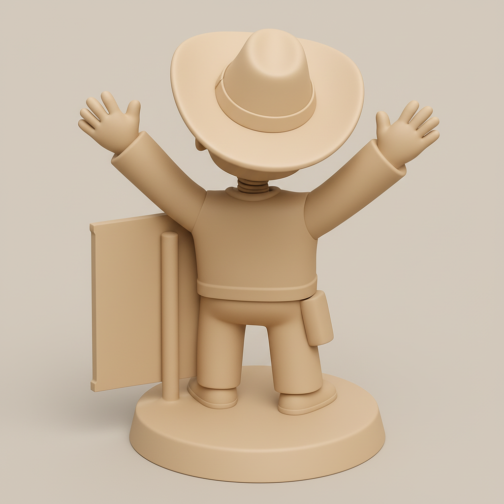 silhouette 3d printer maker-3d portrait printing_Happy Bounty Hunter: Wanted Cowboy Figure $305 Alive!