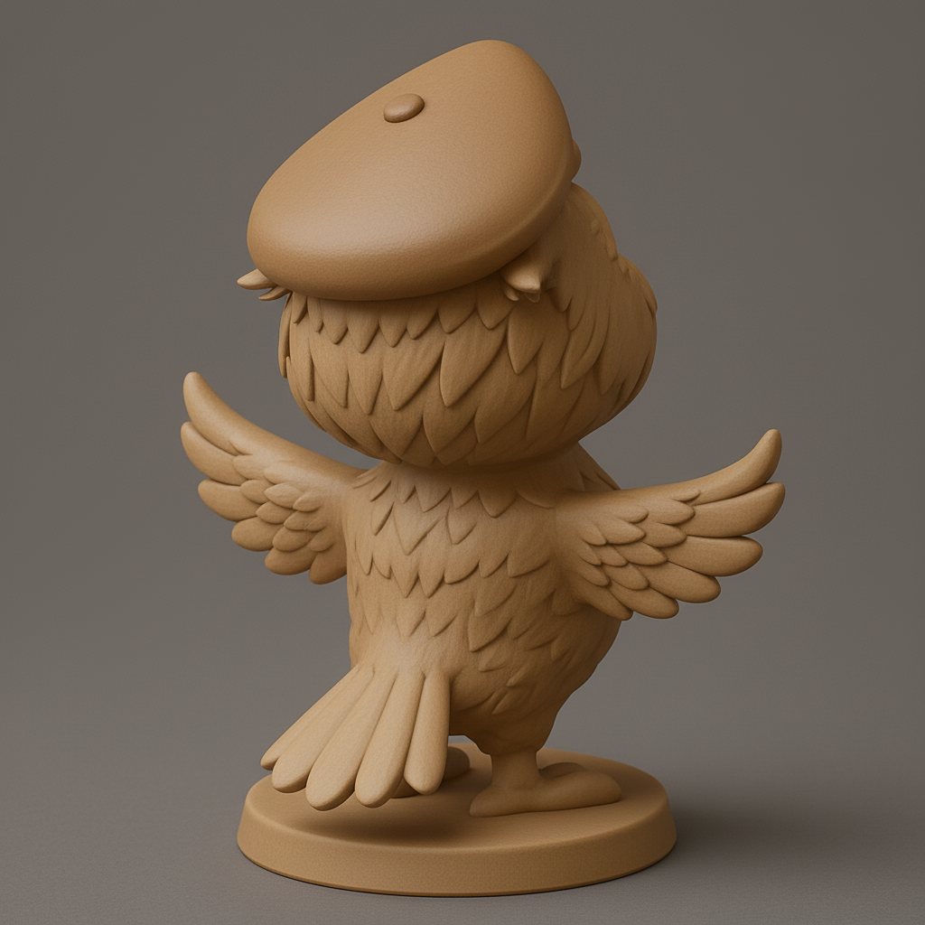 face anatomy 3d model-create 3d face model from photo_Joyful Bird with Cap Desk Buddy - Expressive 3D Print