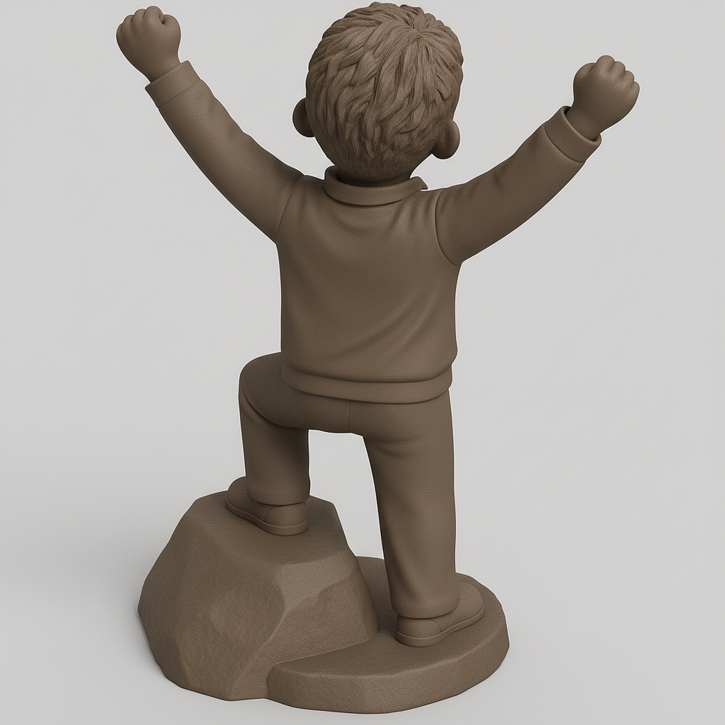 face anatomy 3d model-create 3d face model from photo_Joyful Victory Kid Statue