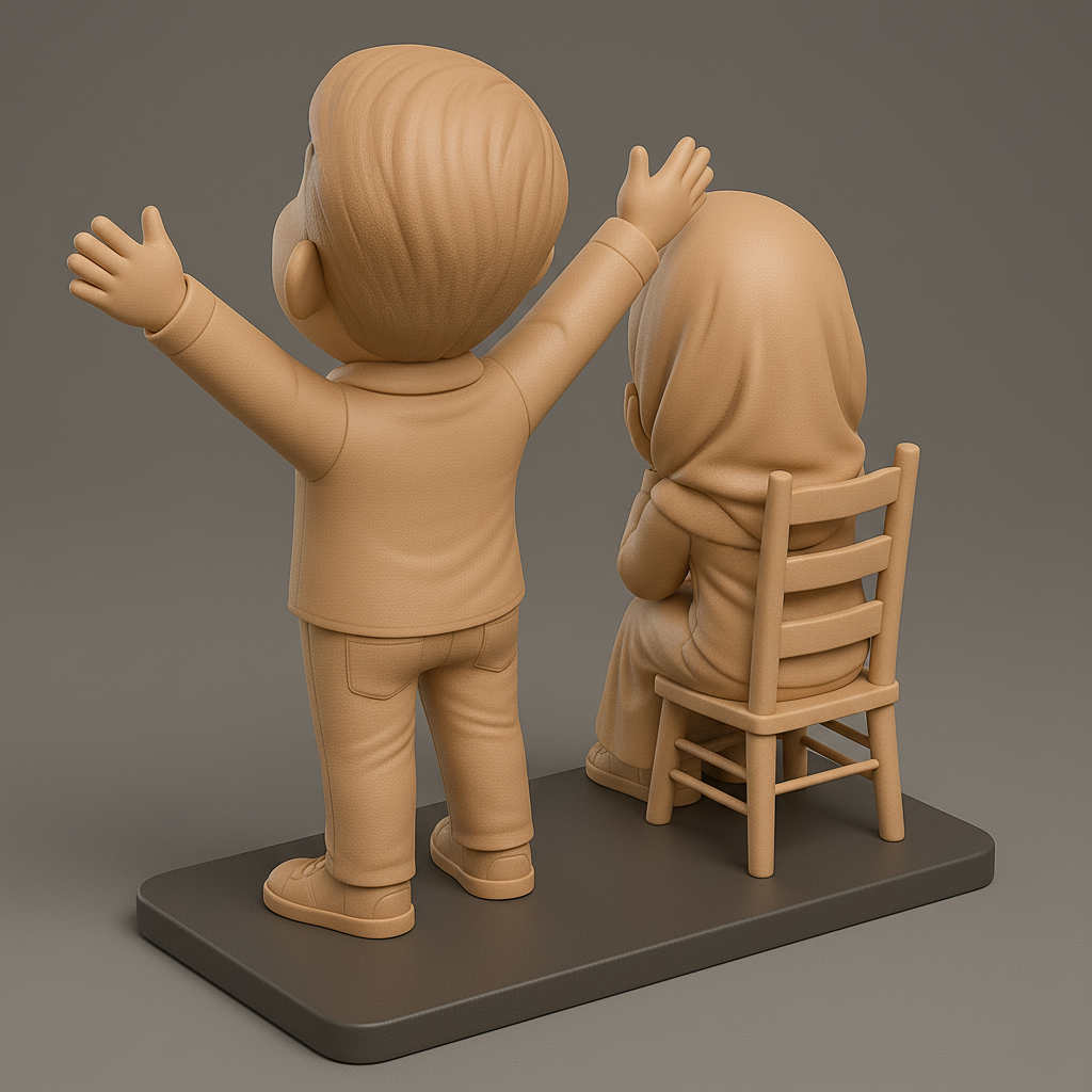 face anatomy 3d model-create 3d face model from photo_Joyful Couple Figurine for 3D Printing