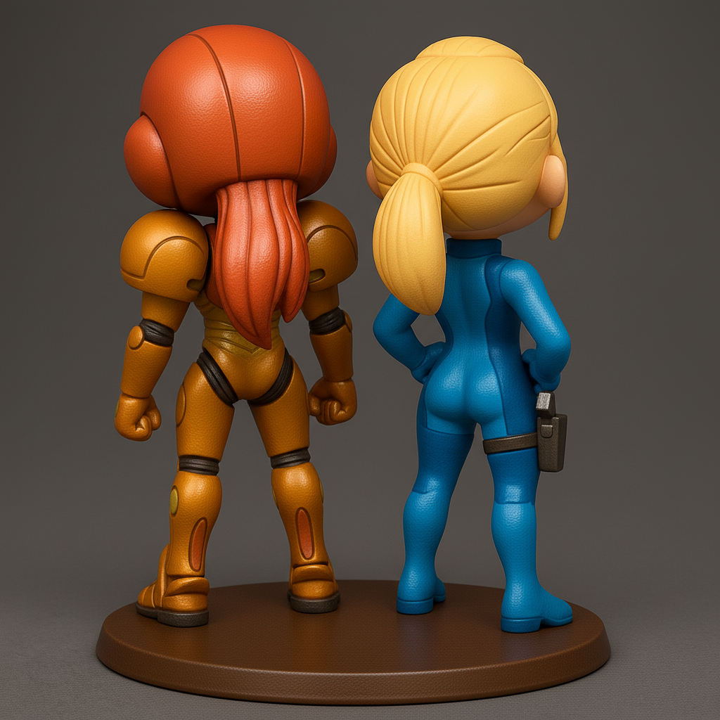silhouette 3d printer maker-3d portrait printing_Heroic Duo: Retro Space Adventurers