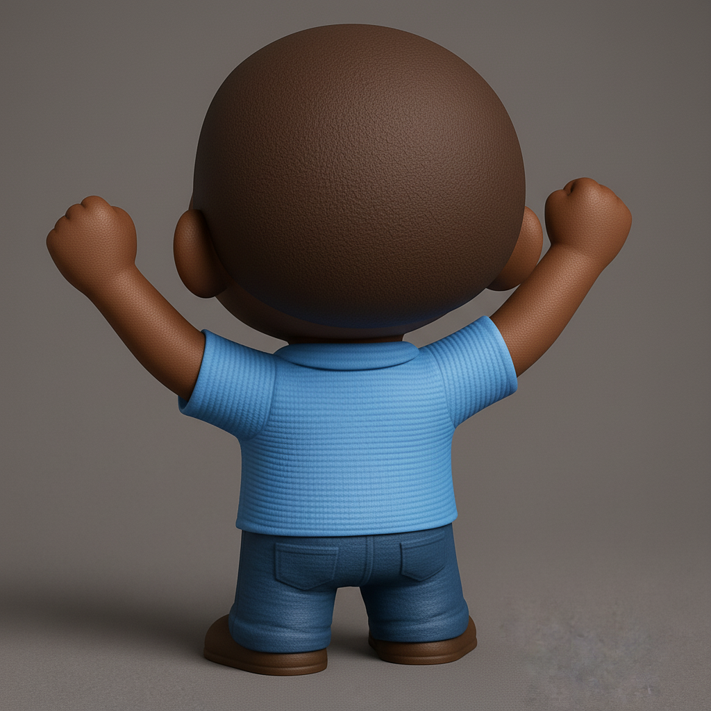 face anatomy 3d model-create 3d face model from photo_Joyful Chibi Boy: Celebrate Success with this 3D Print!