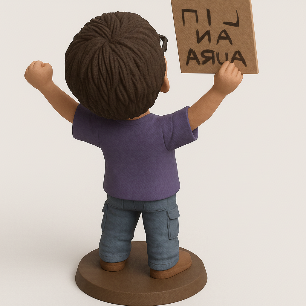 silhouette 3d printer maker-3d portrait printing_Joyful Kid with Sign