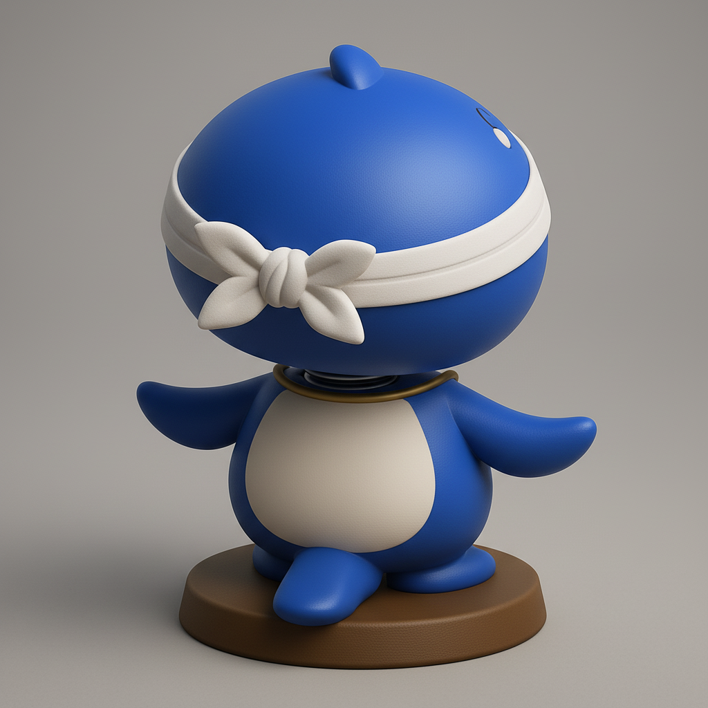 silhouette 3d printer maker-3d portrait printing_Zen Dolphin Bobblehead - Happy Desk Companion Print