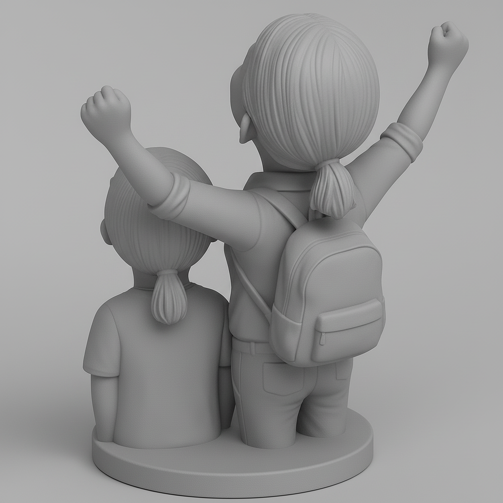 silhouette 3d printer maker-3d portrait printing_Joyful Family Celebration Figurine