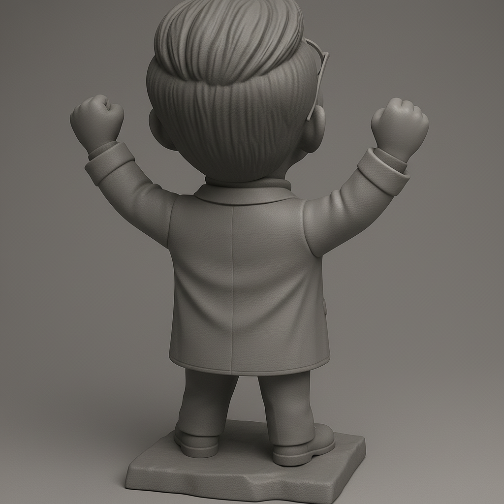 silhouette 3d printer maker-3d portrait printing_Joyful Scientist Figure for 3D Printing