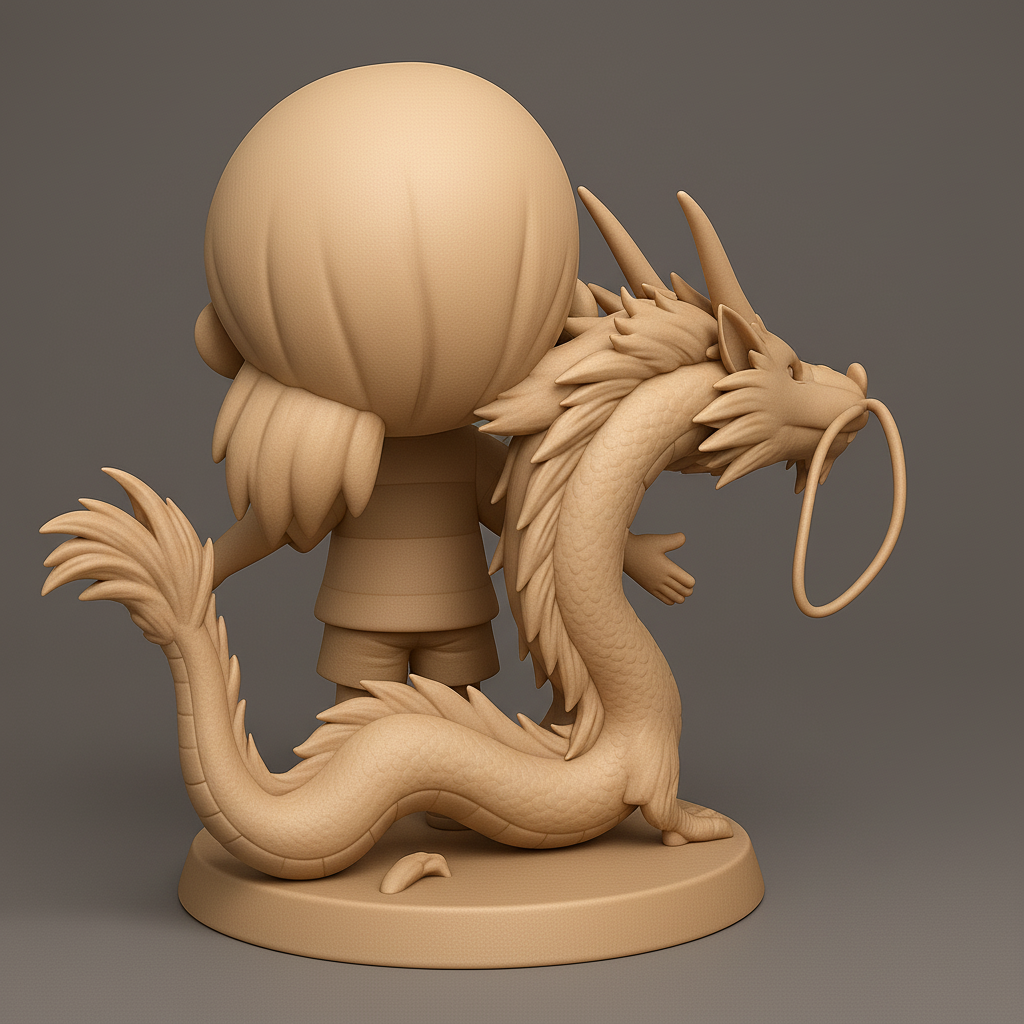 silhouette 3d printer maker-3d portrait printing_Charming Dragon Buddy Figurine