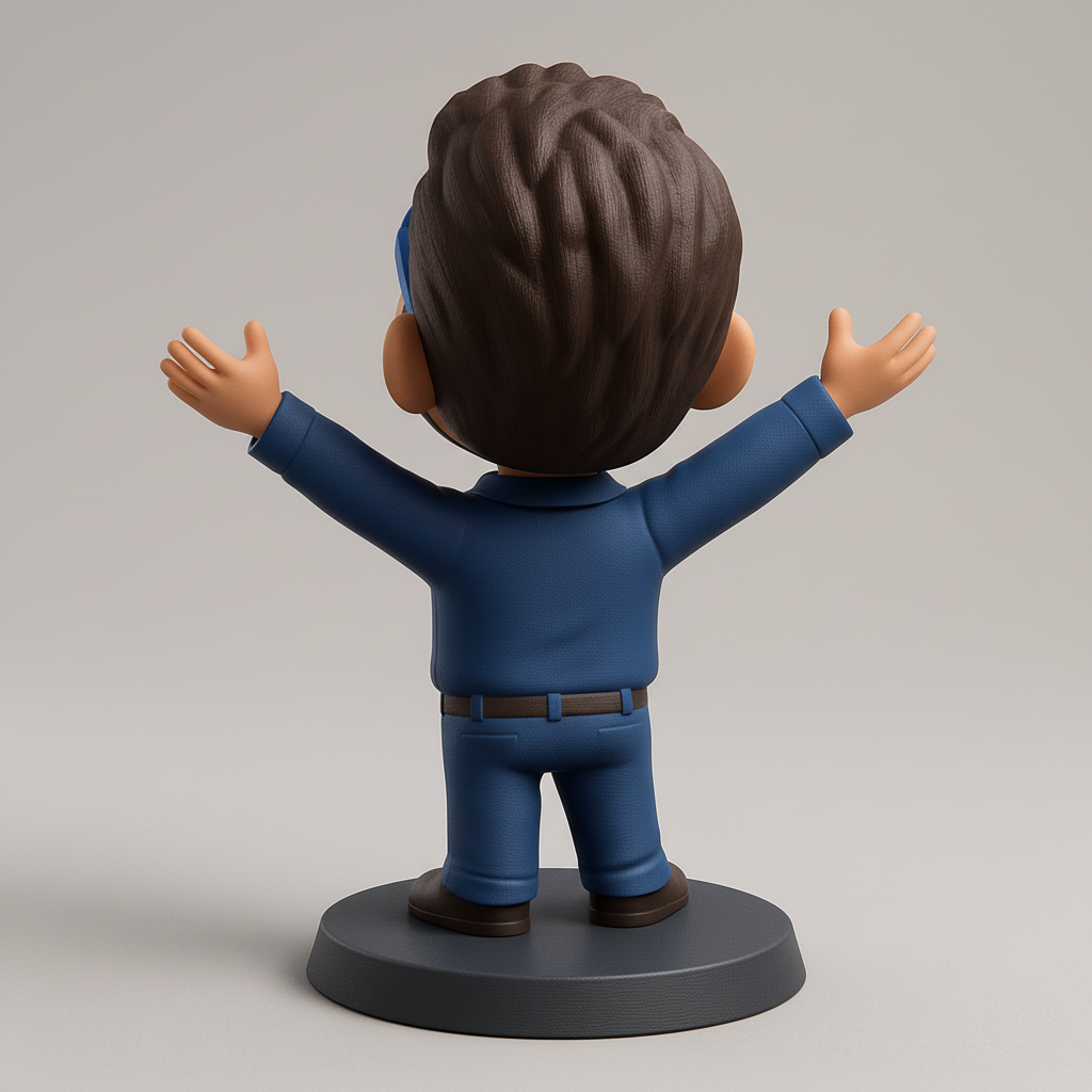 silhouette 3d printer maker-3d portrait printing_Joyful Bobblehead Character: Spread Happiness on Your Desk!