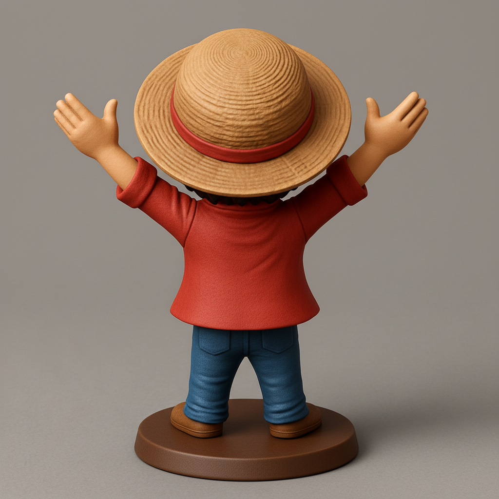 face to 3d model ai-3D portrait printing from photo_Joyful Straw Hat Hero Figurine - Pure Happiness Print