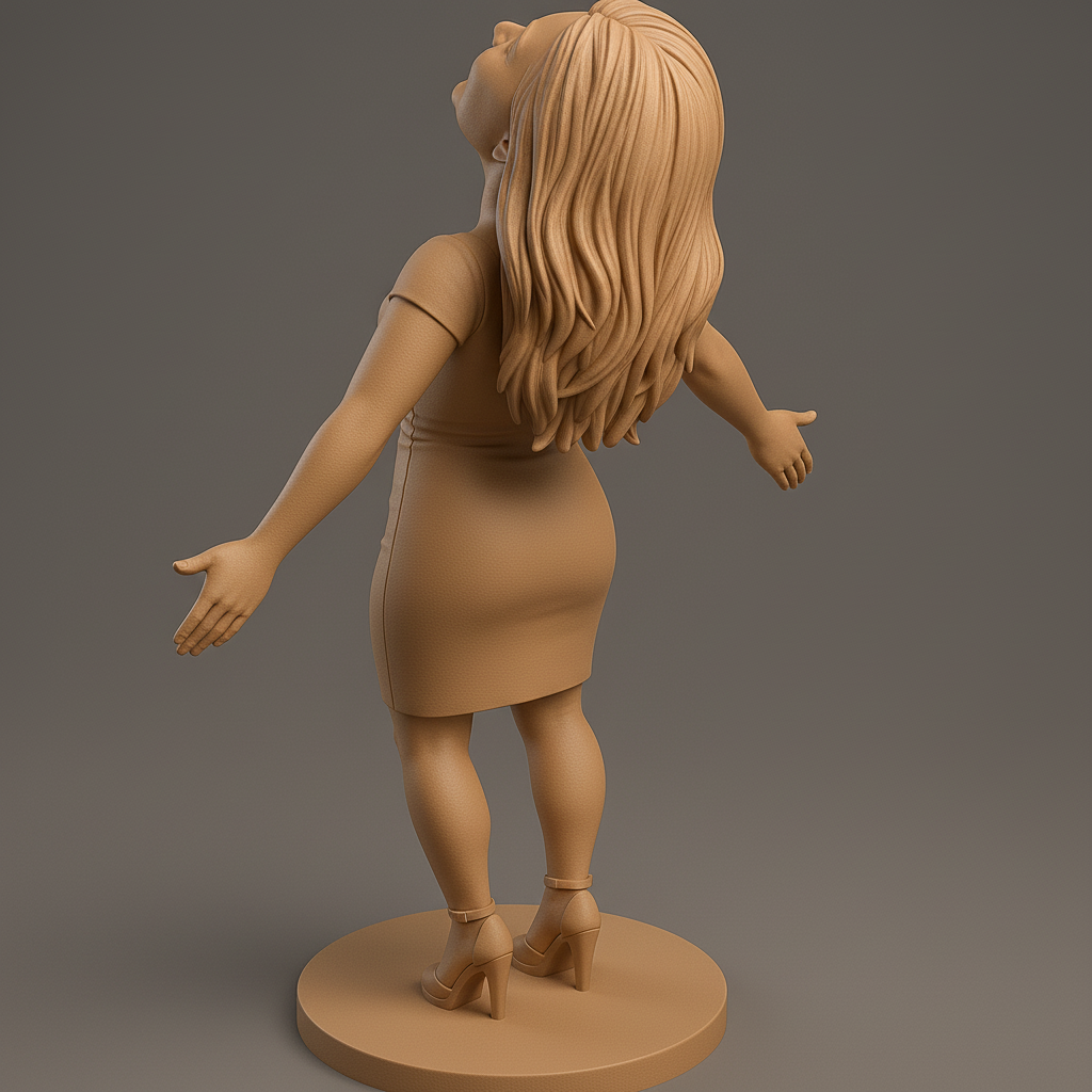 silhouette 3d printer maker-3d portrait printing_Joyful Figurine with Outstretched Arms