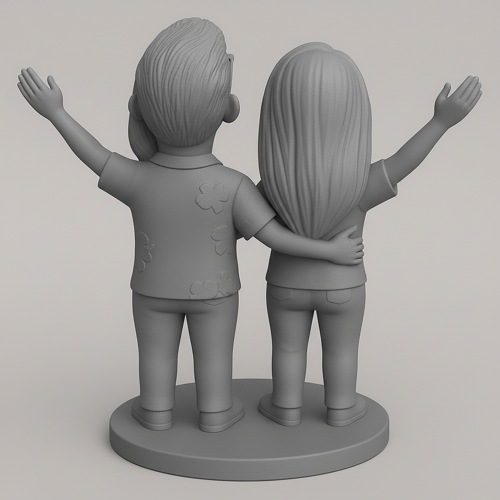 silhouette 3d printer maker-3d portrait printing_Joyful Couple 3D Figurine for Printing