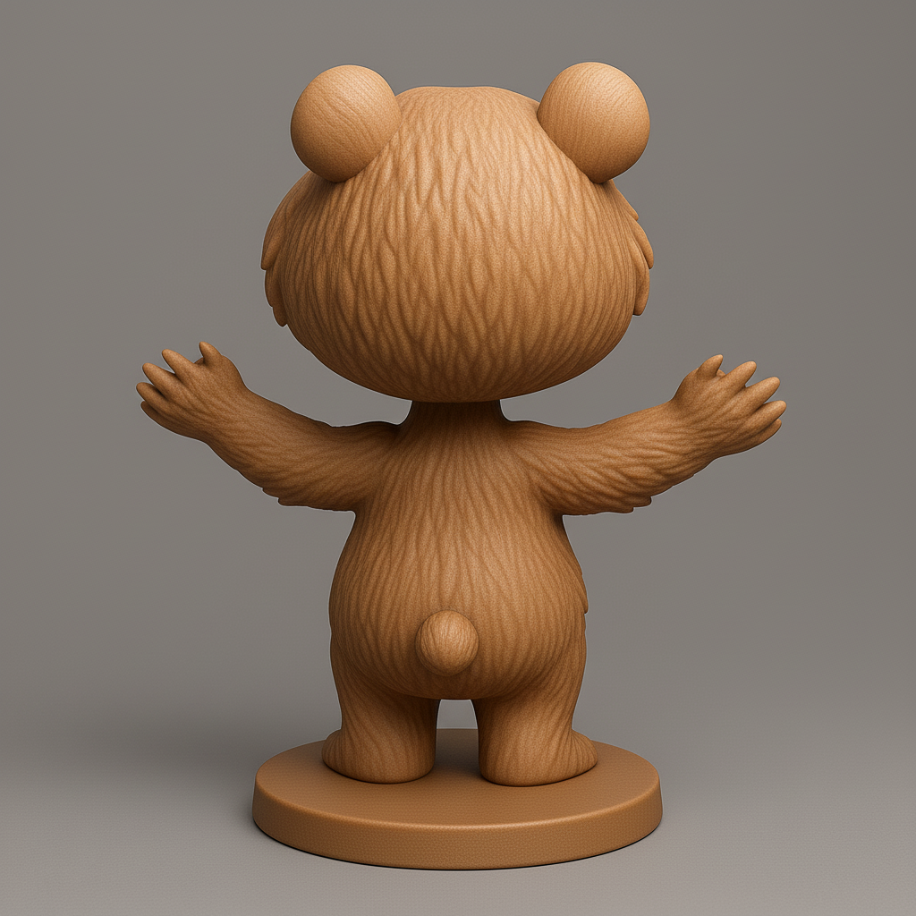 silhouette 3d printer maker-3d portrait printing_Cheerful Bear Figurine for 3D Printing