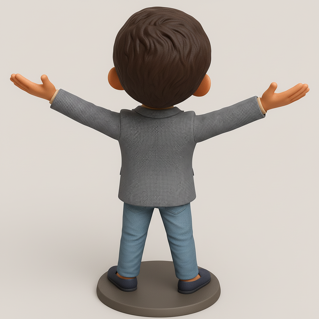 silhouette 3d printer maker-3d portrait printing_Cheerful Boy Figurine with Spread Arms