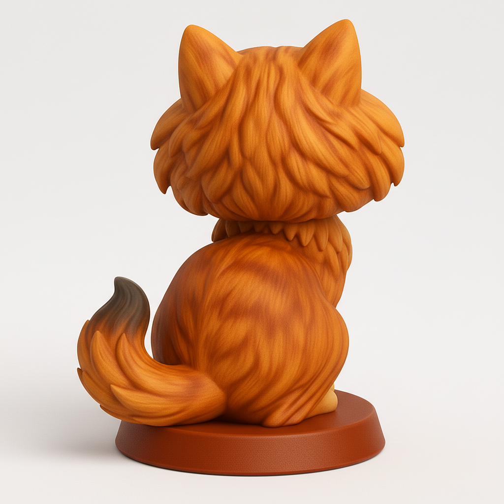 face to 3d model ai-3D portrait printing from photo_Joyful Smiling Ginger Cat Statue - Adorable Decor!