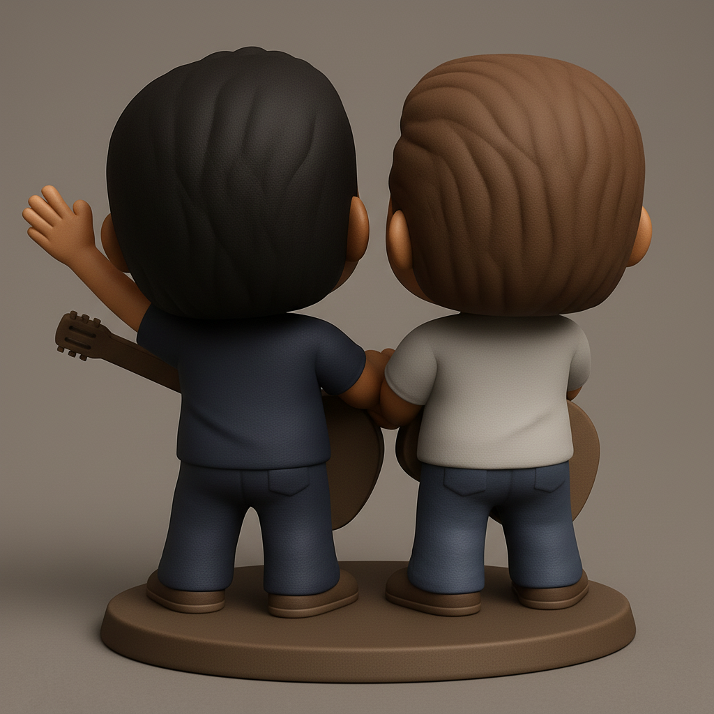 face to 3d model ai-3D portrait printing from photo_Buddy System Pop Figures with Guitar