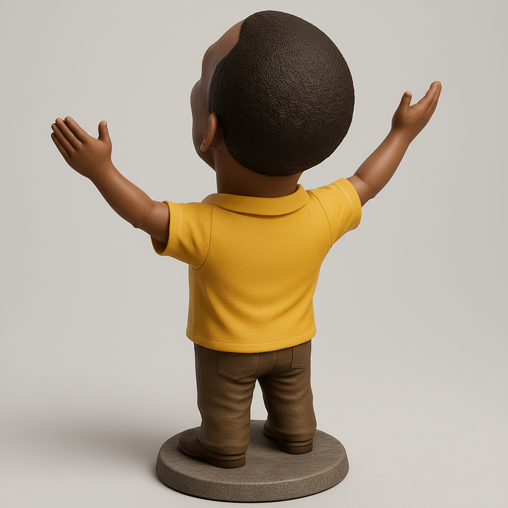 face to 3d model ai-3D portrait printing from photo_Joyful 'Hands Up' Bobblehead: Celebrate Happiness!