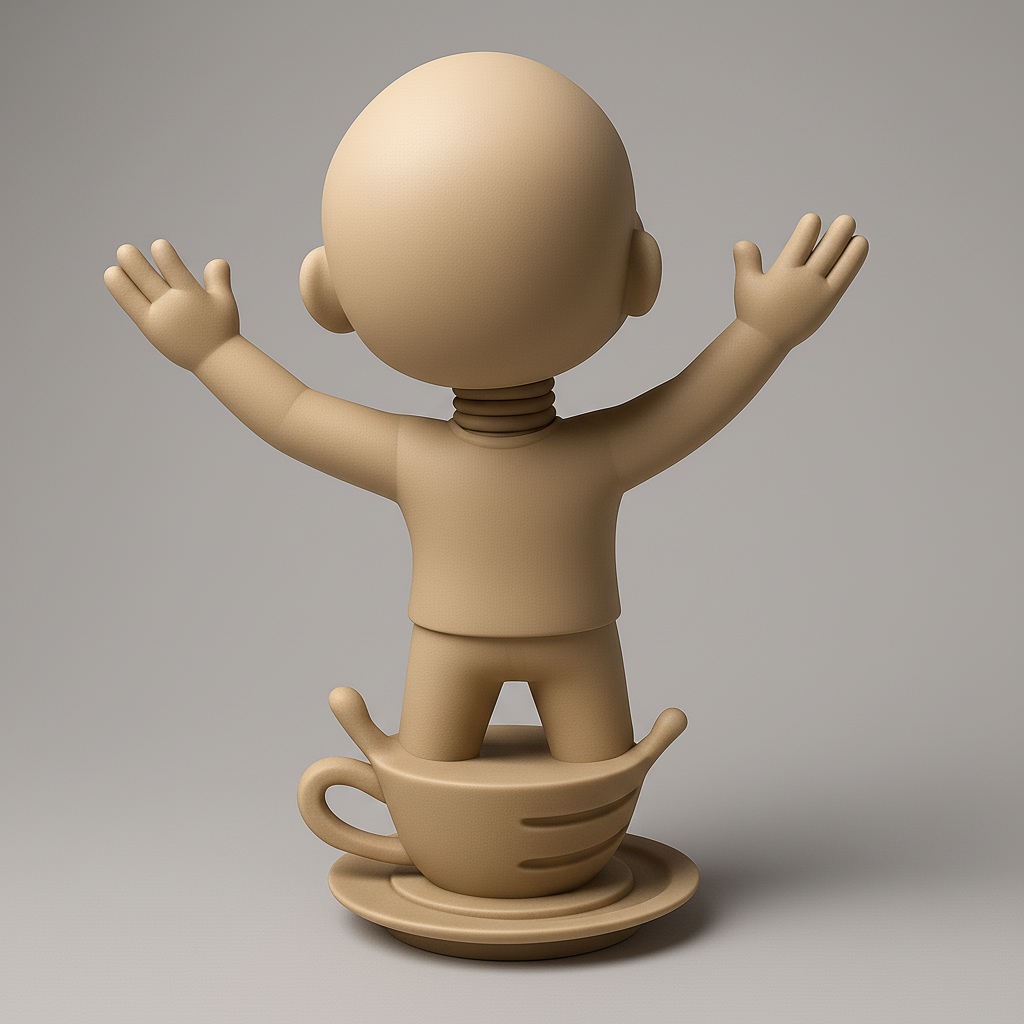 silhouette 3d printer maker-3d portrait printing_Joyful Figure in Coffee Cup