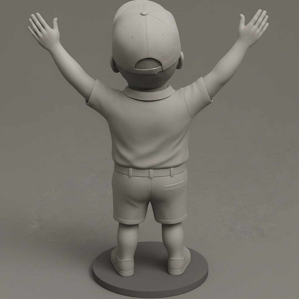 silhouette 3d printer maker-3d portrait printing_Joyful Miniature Figure with Outstretched Arms