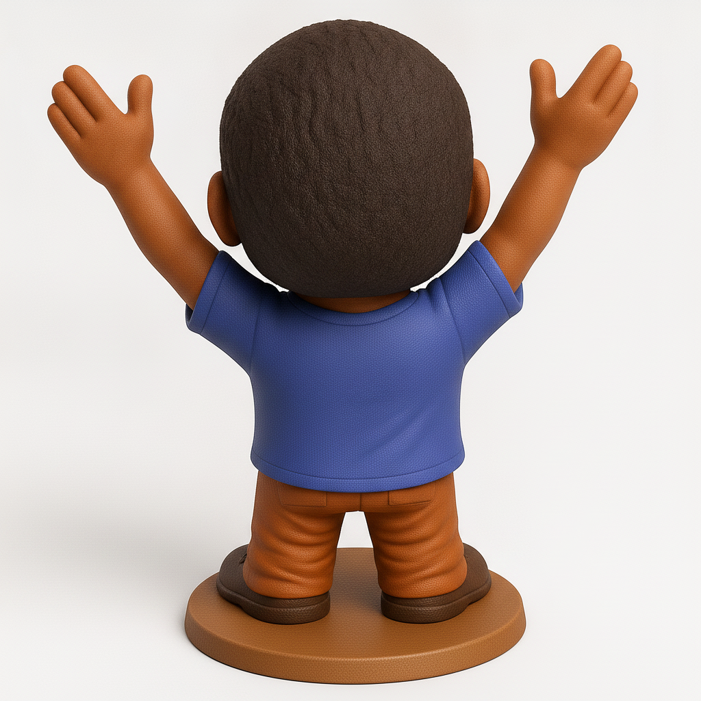 face to 3d model ai-3D portrait printing from photo_Joyful Man Figurine: Celebrate Success & Positivity