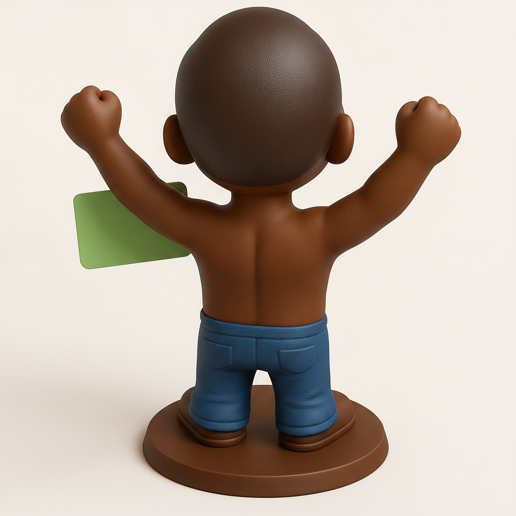face anatomy 3d model-create 3d face model from photo_Celebrate Joy: Happy Child with Card Figurine