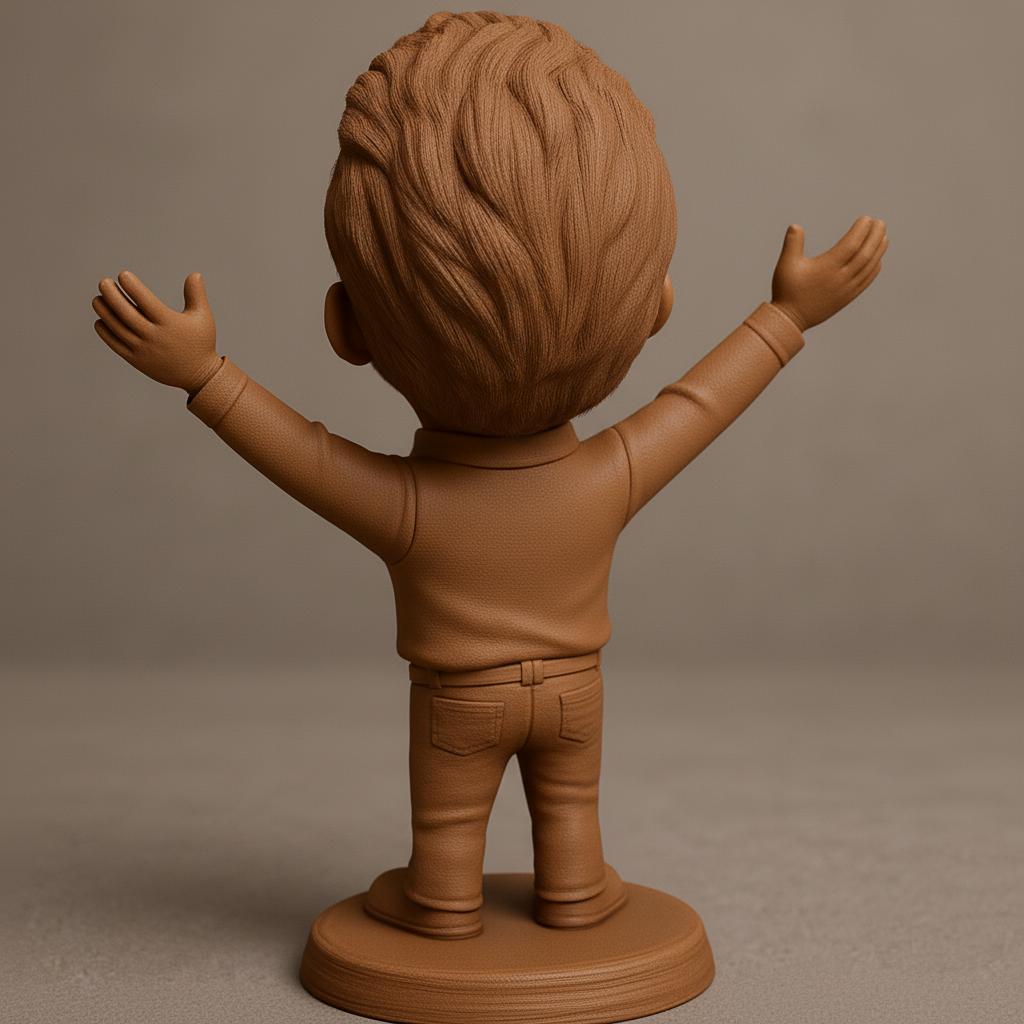 face to 3d model ai-3D portrait printing from photo_Embrace Joy: Customizable Smiling Bobblehead Figurine