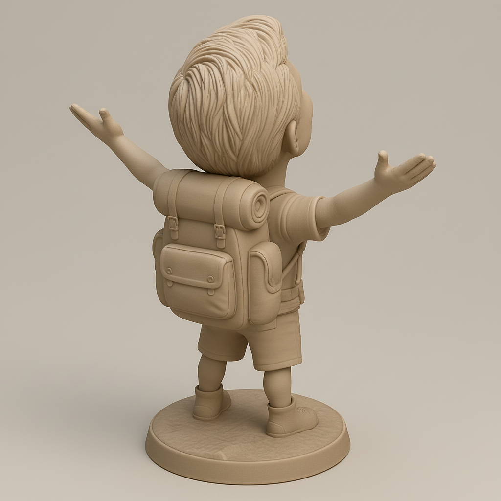 face to 3d model ai-3D portrait printing from photo_Joyful Explorer: Happy Adventurer 3D Print