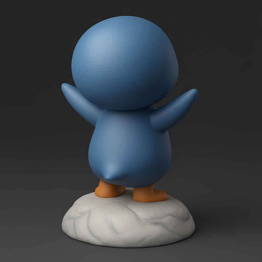 silhouette 3d printer maker-3d portrait printing_Cheerful Penguin Figurine for Fun Displays