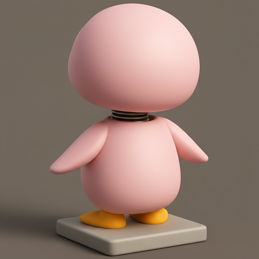 silhouette 3d printer maker-3d portrait printing_Adorable Pink Penguin Figurine
