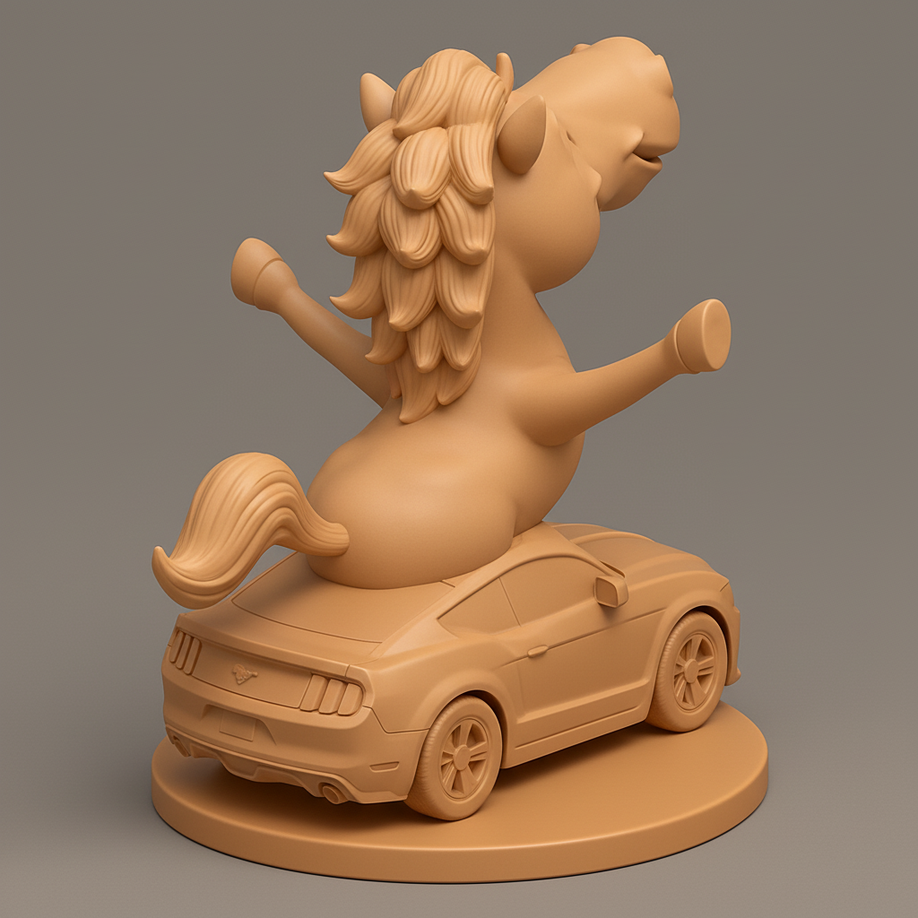 face anatomy 3d model-create 3d face model from photo_Joyful Horse on Car Figurine