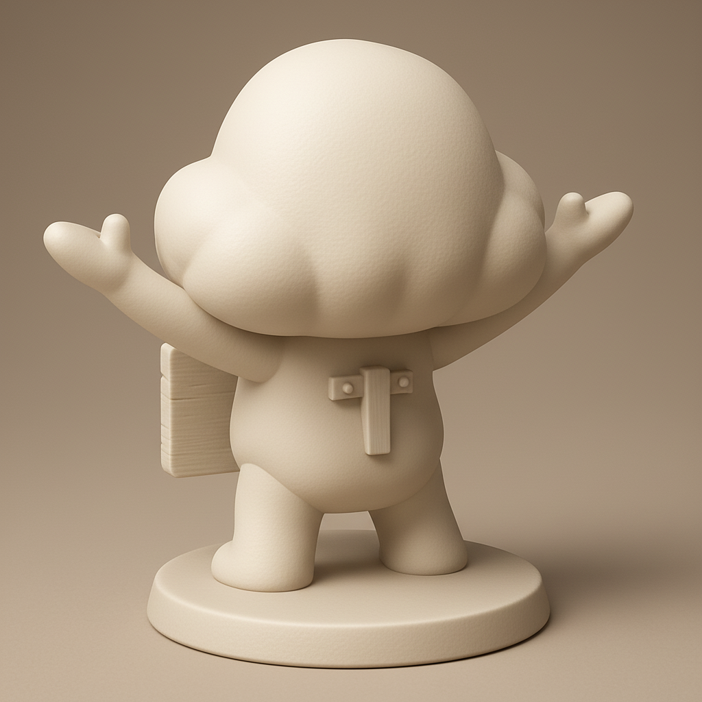 silhouette 3d printer maker-3d portrait printing_Cheerful Cloud Character with GM Sign