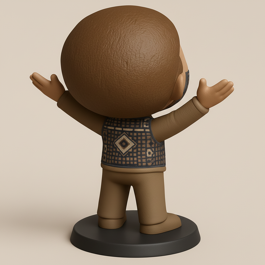 face to 3d model ai-3D portrait printing from photo_Joyful Cultural Figurine: Intricate Patterns, Happy Decor