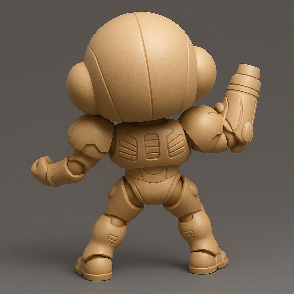 silhouette 3d printer maker-3d portrait printing_Cheerful Heroic Figure for 3D Printing