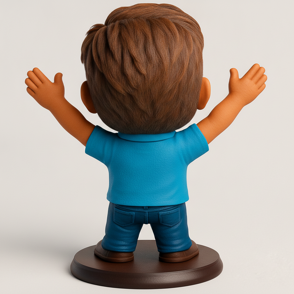 face anatomy 3d model-create 3d face model from photo_Expressive Happy Man Bobblehead for Your Desk