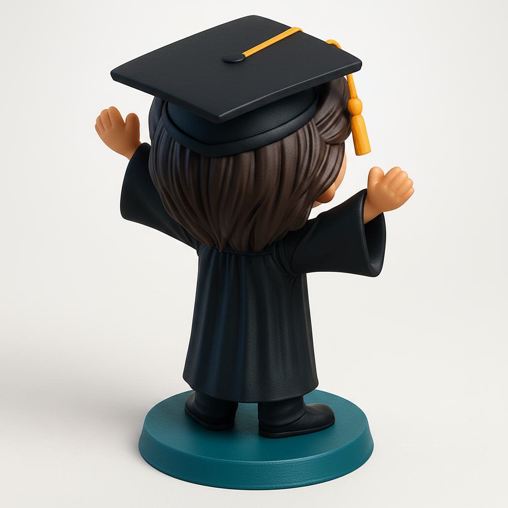 face to 3d model ai-3D portrait printing from photo_Celebrate Success: Happy Graduate Figurine!